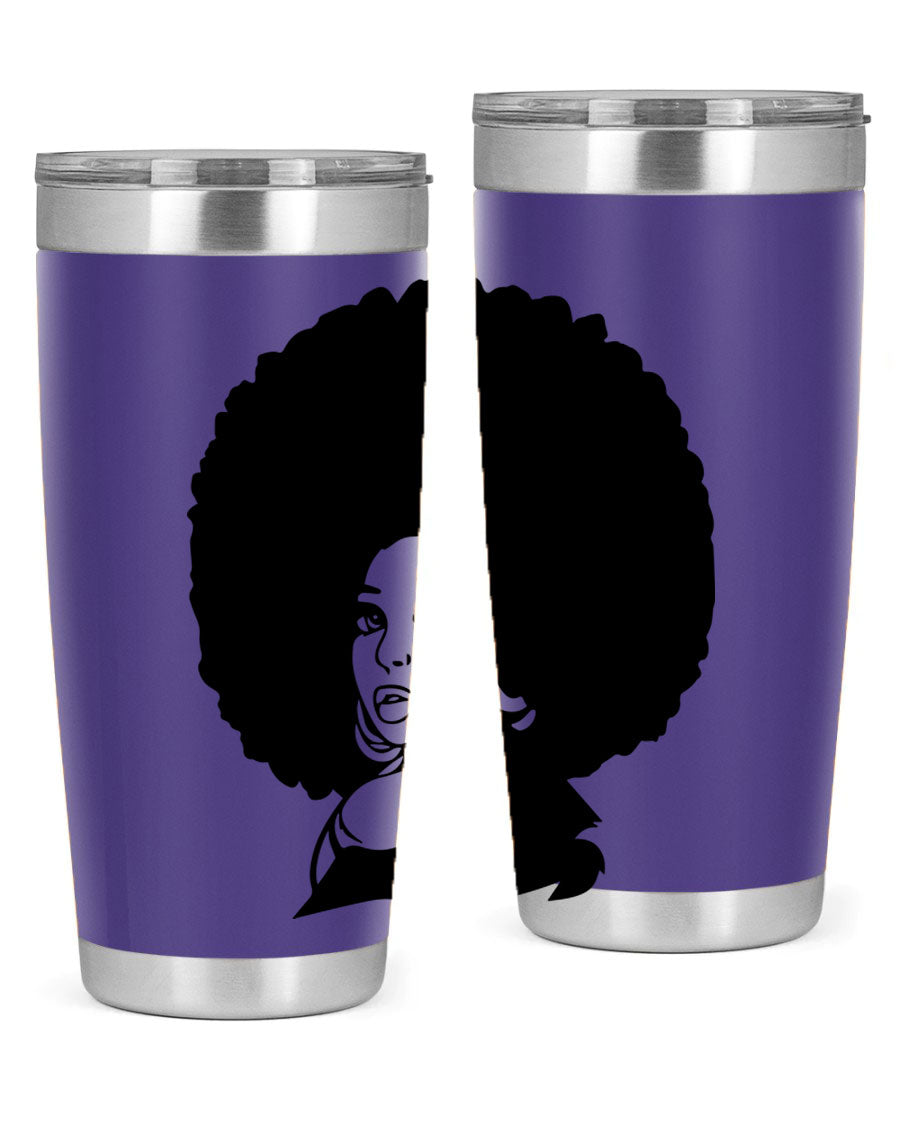 Black Women - Queen 20oz and 30oz tumblers featuring double wall vacuum stainless steel design with vibrant prints celebrating black women.