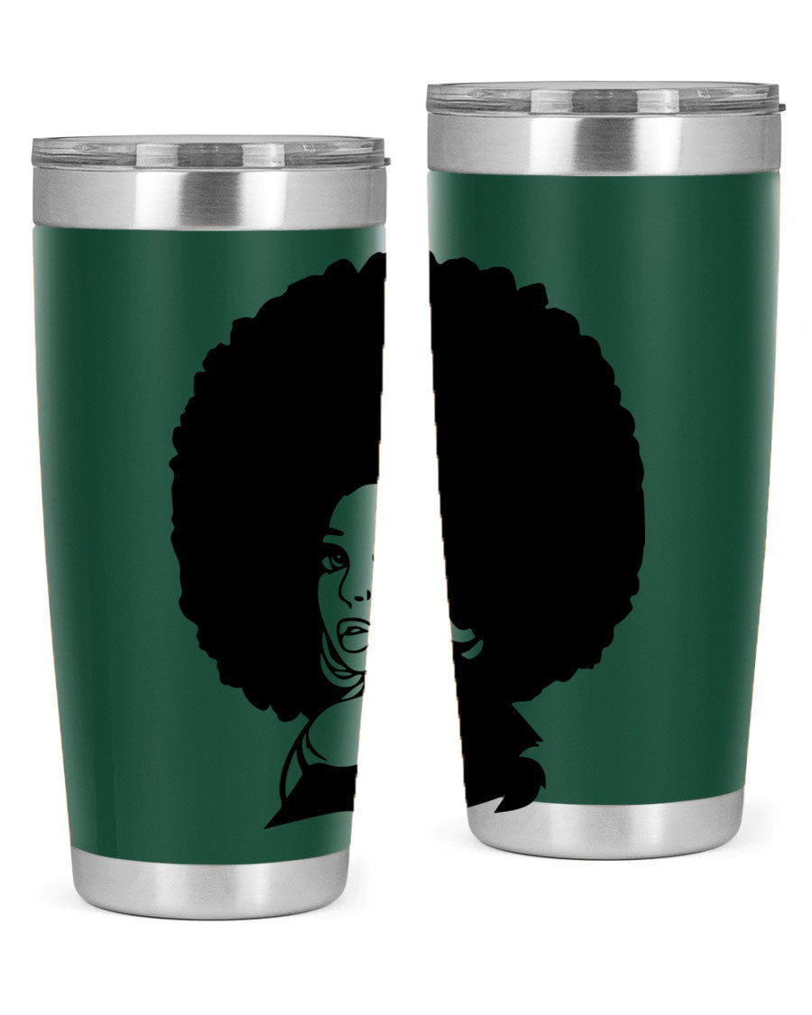 Black Women - Queen 20oz and 30oz tumblers featuring double wall vacuum stainless steel design with vibrant prints celebrating black women.