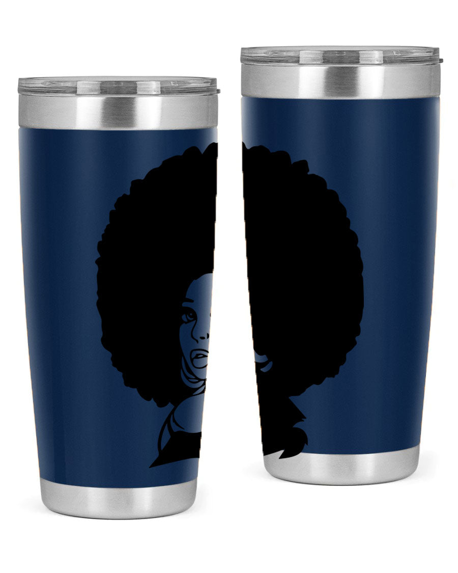 Black Women - Queen 20oz and 30oz tumblers featuring double wall vacuum stainless steel design with vibrant prints celebrating black women.