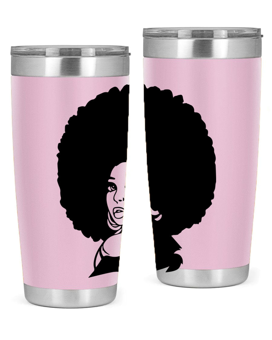 Black Women - Queen 20oz and 30oz tumblers featuring double wall vacuum stainless steel design with vibrant prints celebrating black women.