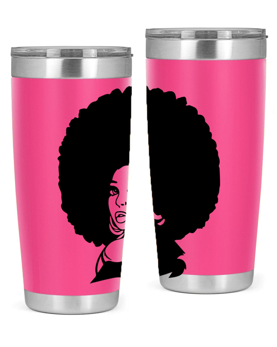 Black Women - Queen 20oz and 30oz tumblers featuring double wall vacuum stainless steel design with vibrant prints celebrating black women.