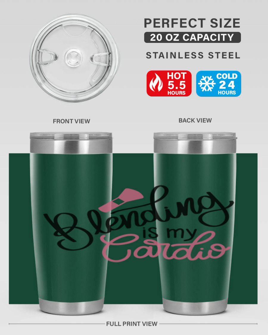 Blending is my Cardio Style 129# Tumbler in stainless steel with a stylish design, perfect for hot and cold beverages.