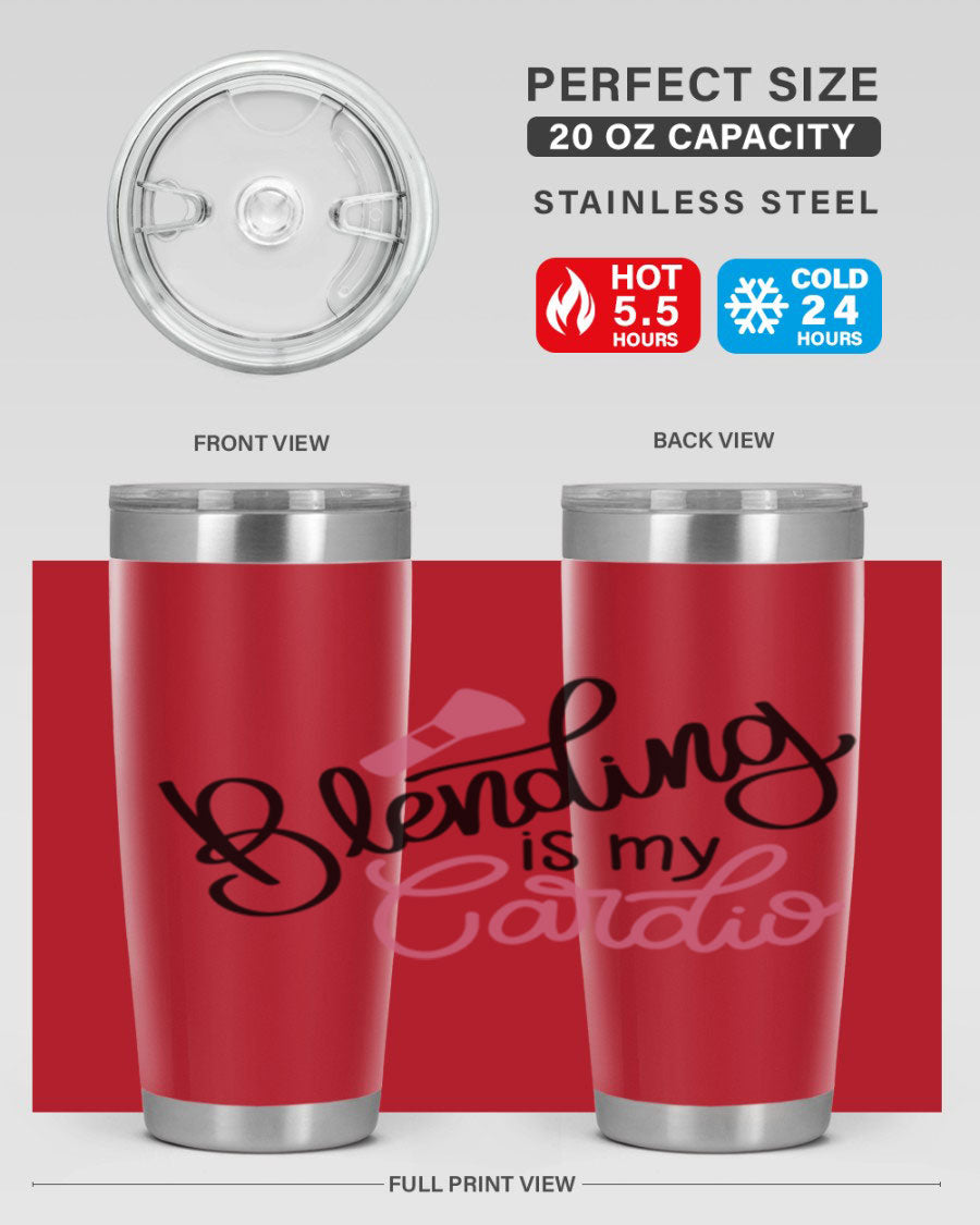 Blending is my Cardio Style 129# Tumbler in stainless steel with a stylish design, perfect for hot and cold beverages.