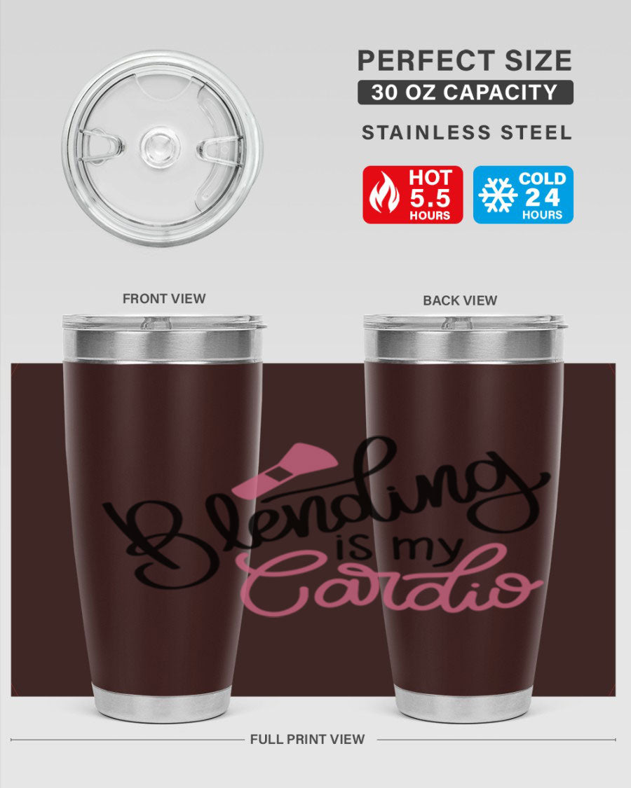 Blending is my Cardio Style 129# Tumbler in stainless steel with a stylish design, perfect for hot and cold beverages.