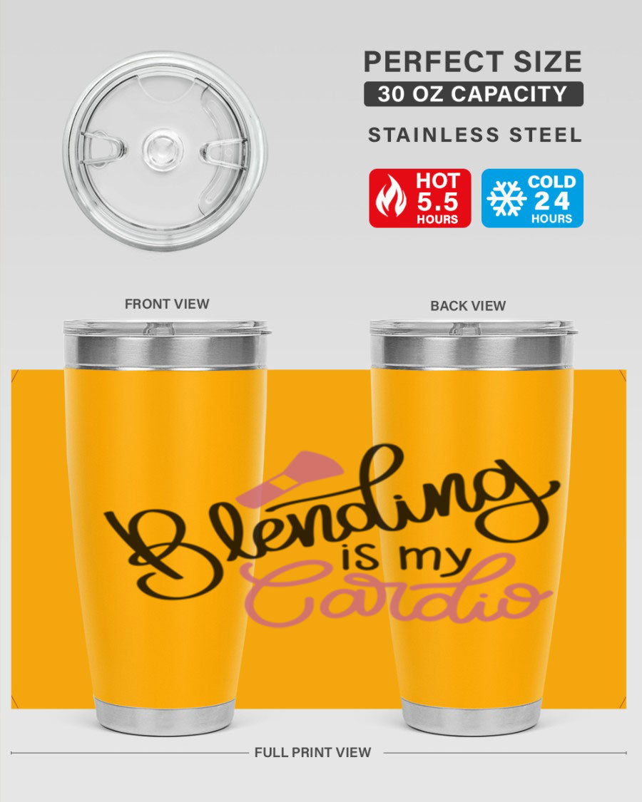 Blending is my Cardio Style 129# Tumbler in stainless steel with a stylish design, perfect for hot and cold beverages.