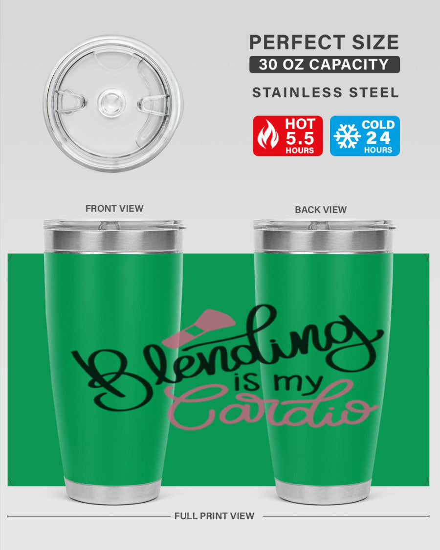 Blending is my Cardio Style 129# Tumbler in stainless steel with a stylish design, perfect for hot and cold beverages.