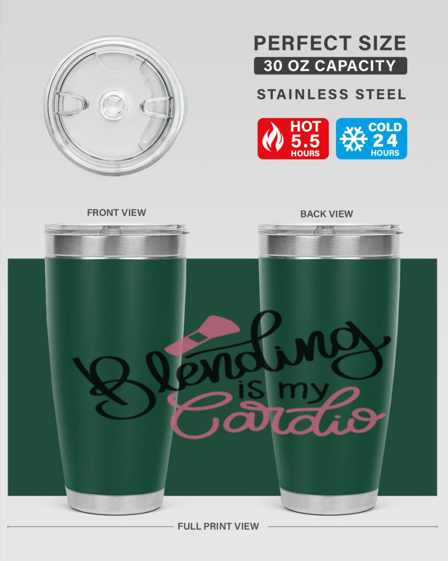 Blending is my Cardio Style 129# Tumbler in stainless steel with a stylish design, perfect for hot and cold beverages.