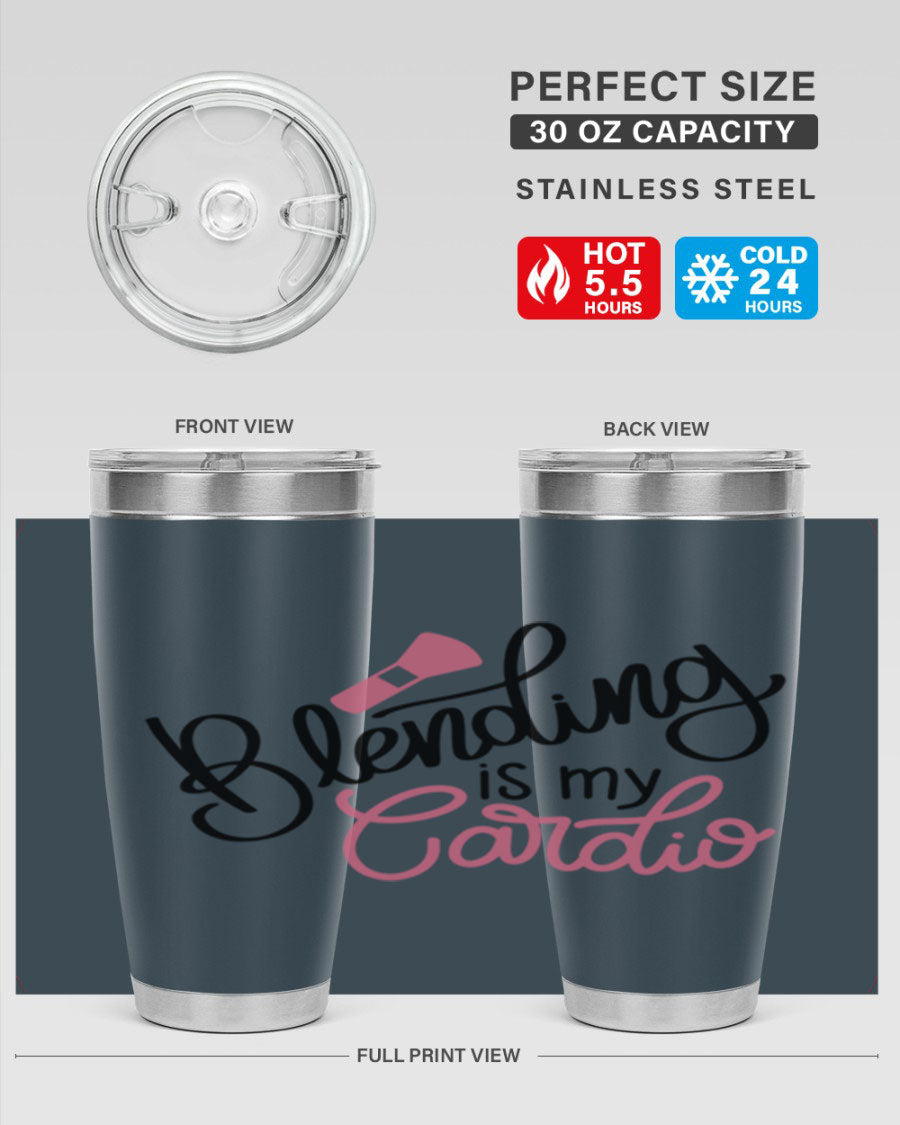 Blending is my Cardio Style 129# Tumbler in stainless steel with a stylish design, perfect for hot and cold beverages.