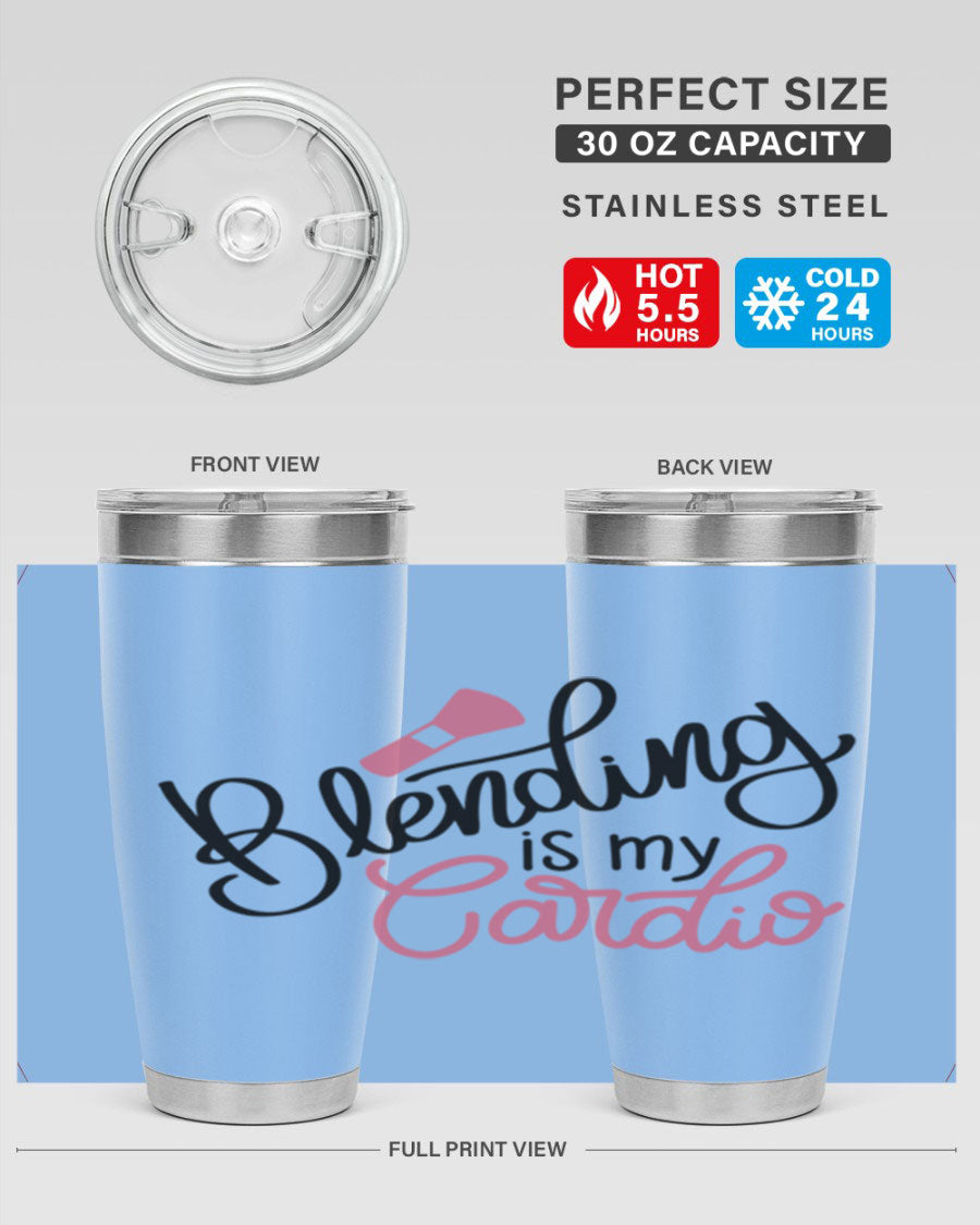 Blending is my Cardio Style 129# Tumbler in stainless steel with a stylish design, perfect for hot and cold beverages.