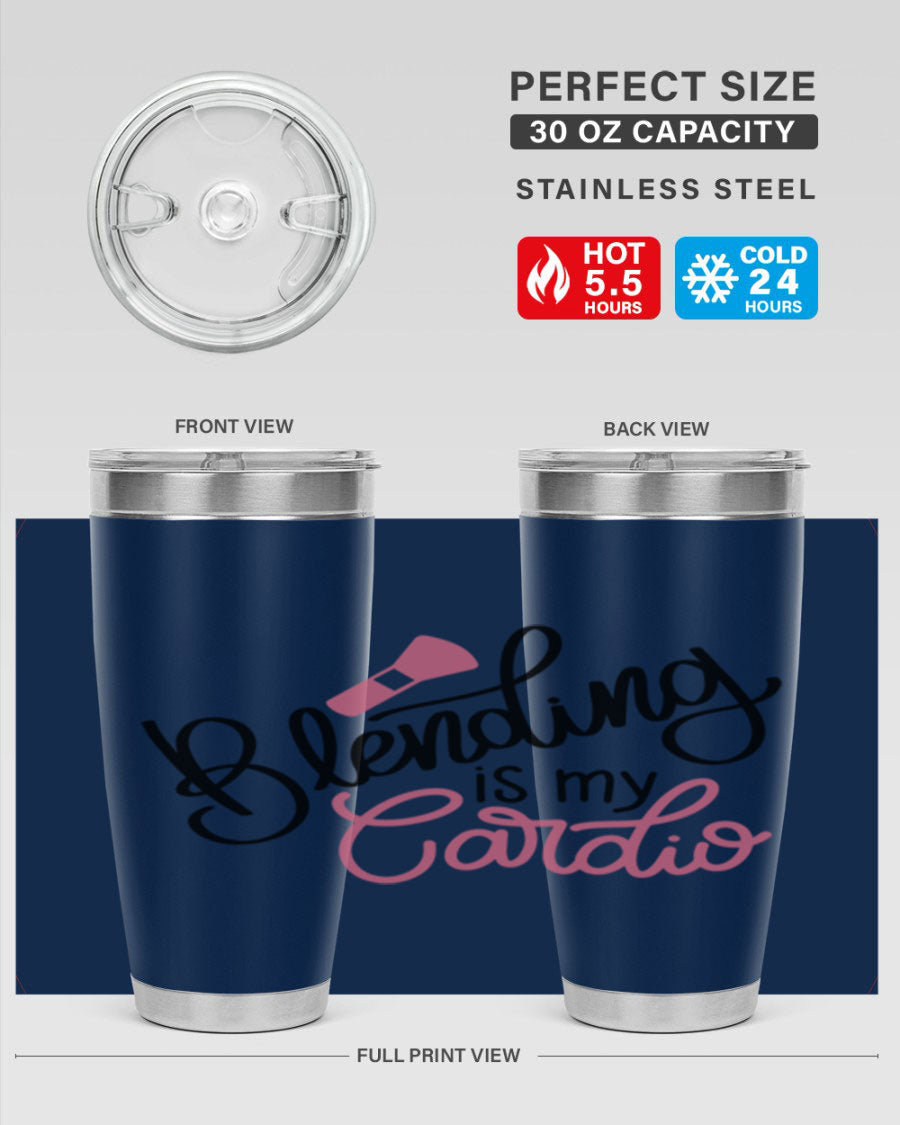 Blending is my Cardio Style 129# Tumbler in stainless steel with a stylish design, perfect for hot and cold beverages.