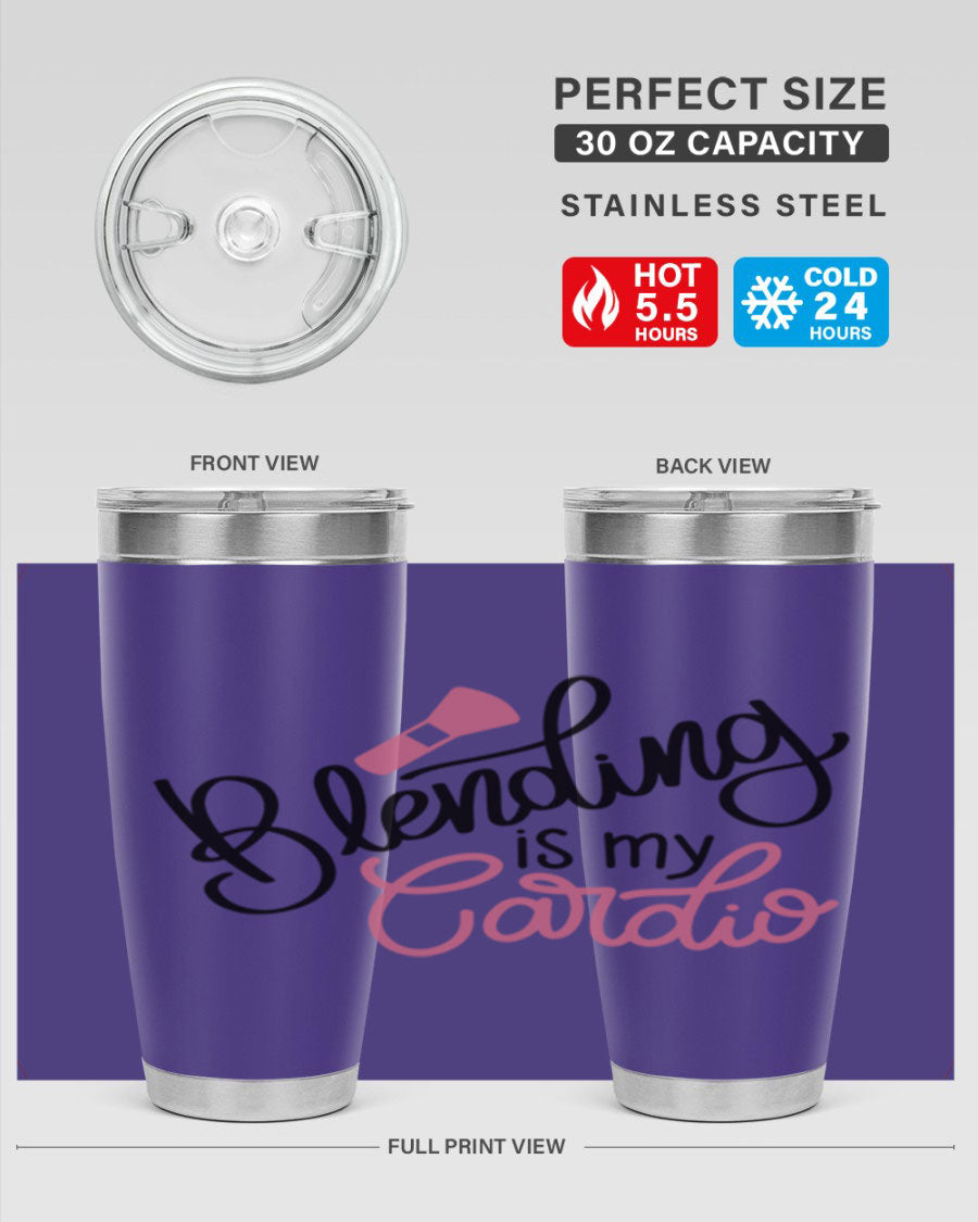 Blending is my Cardio Style 129# Tumbler in stainless steel with a stylish design, perfect for hot and cold beverages.