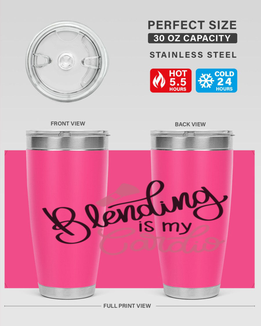 Blending is my Cardio Style 129# Tumbler in stainless steel with a stylish design, perfect for hot and cold beverages.