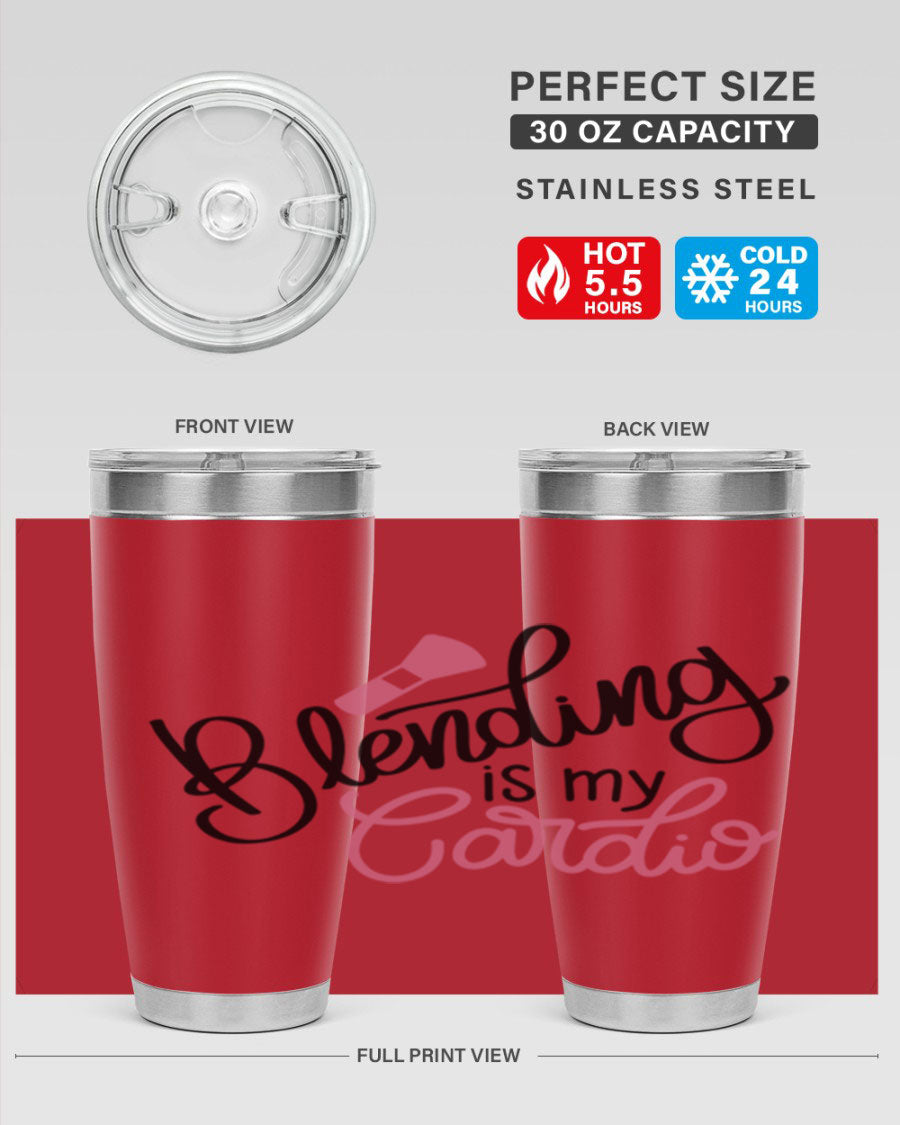 Blending is my Cardio Style 129# Tumbler in stainless steel with a stylish design, perfect for hot and cold beverages.