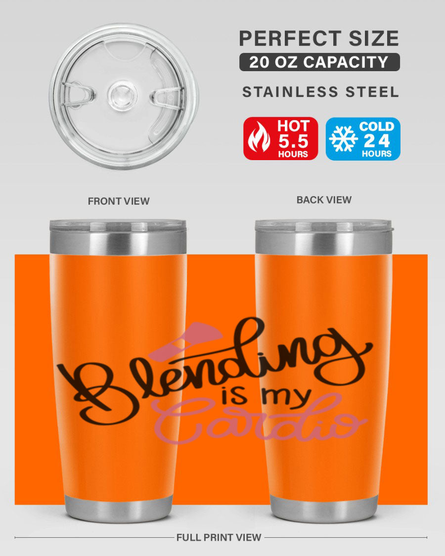 Blending is my Cardio Style 129# Tumbler in stainless steel with a stylish design, perfect for hot and cold beverages.