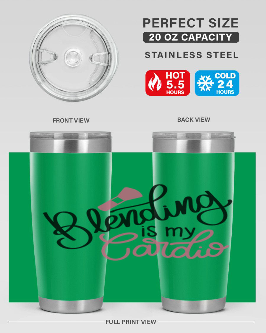 Blending is my Cardio Style 129# Tumbler in stainless steel with a stylish design, perfect for hot and cold beverages.