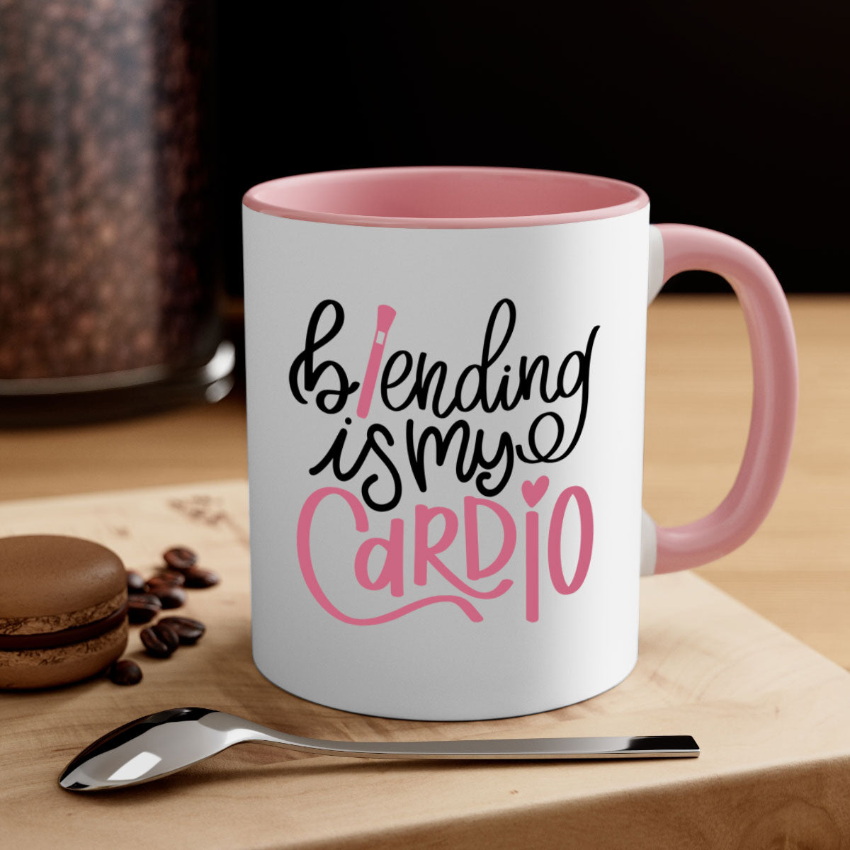 Blending is my Cardio Style 130# Mug with a glossy finish, featuring a colored handle and interior, available in multiple colors.