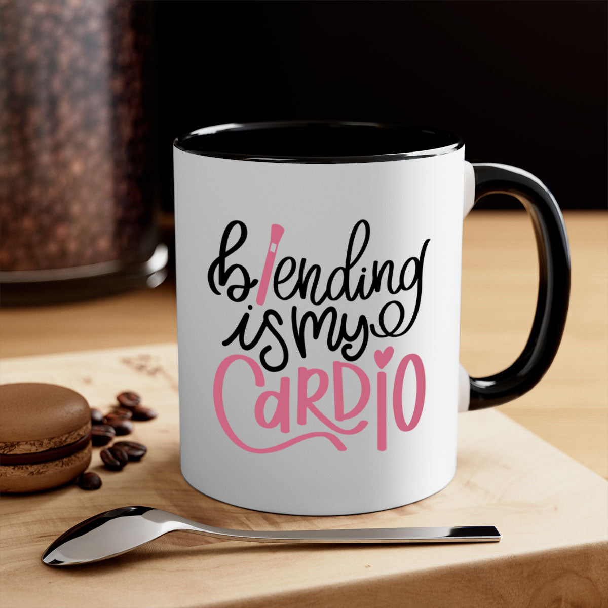 Blending is my Cardio Style 130# Mug with a glossy finish, featuring a colored handle and interior, available in multiple colors.