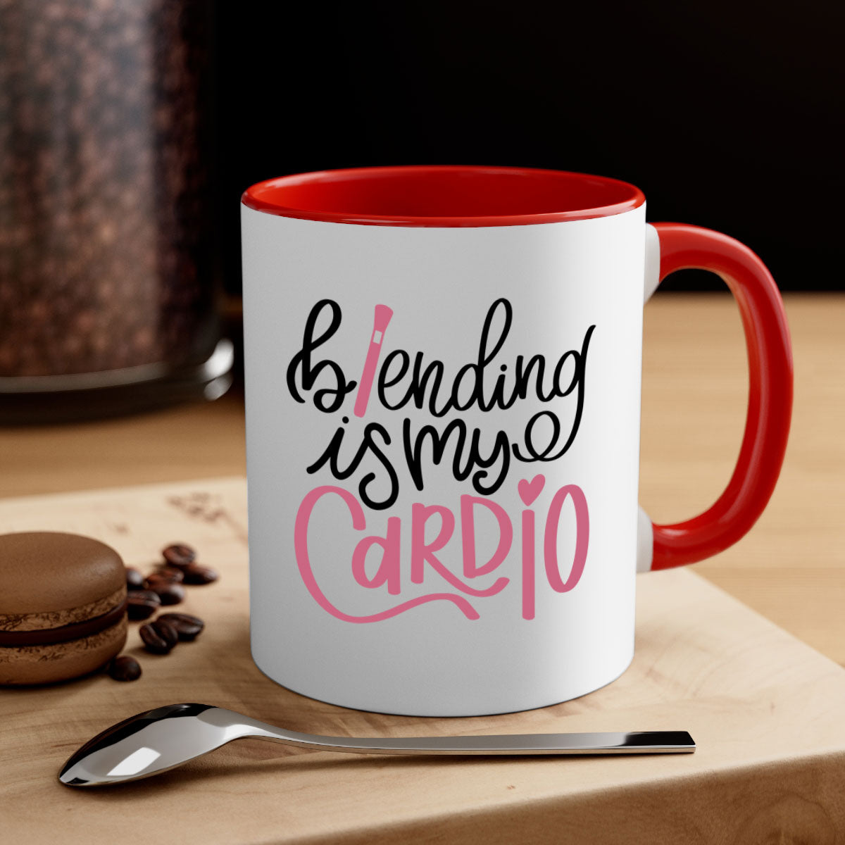 Blending is my Cardio Style 130# Mug with a glossy finish, featuring a colored handle and interior, available in multiple colors.