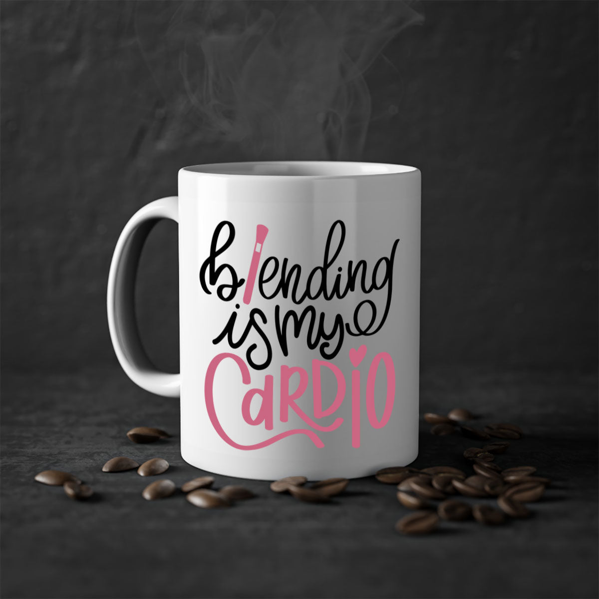 Blending is my Cardio Style 130# Mug with a glossy finish, featuring a colored handle and interior, available in multiple colors.