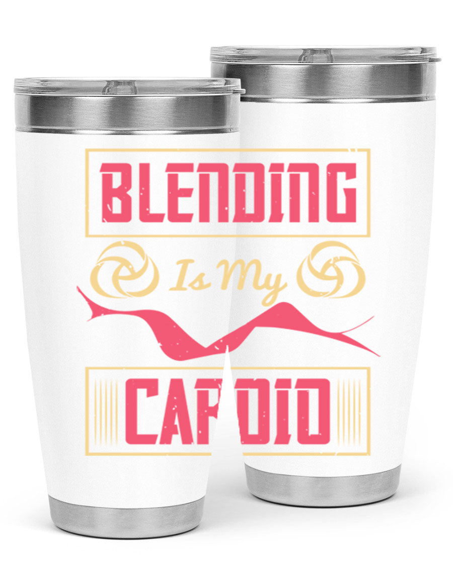 Blending is my cardio Style 167# Tumbler in stainless steel with vibrant print, showcasing its double wall vacuum design.