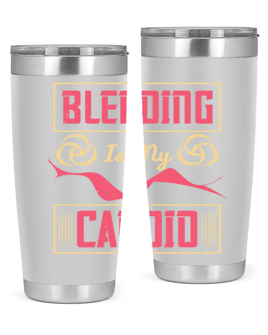 Blending is my cardio Style 167# Tumbler in stainless steel with vibrant print, showcasing its double wall vacuum design.