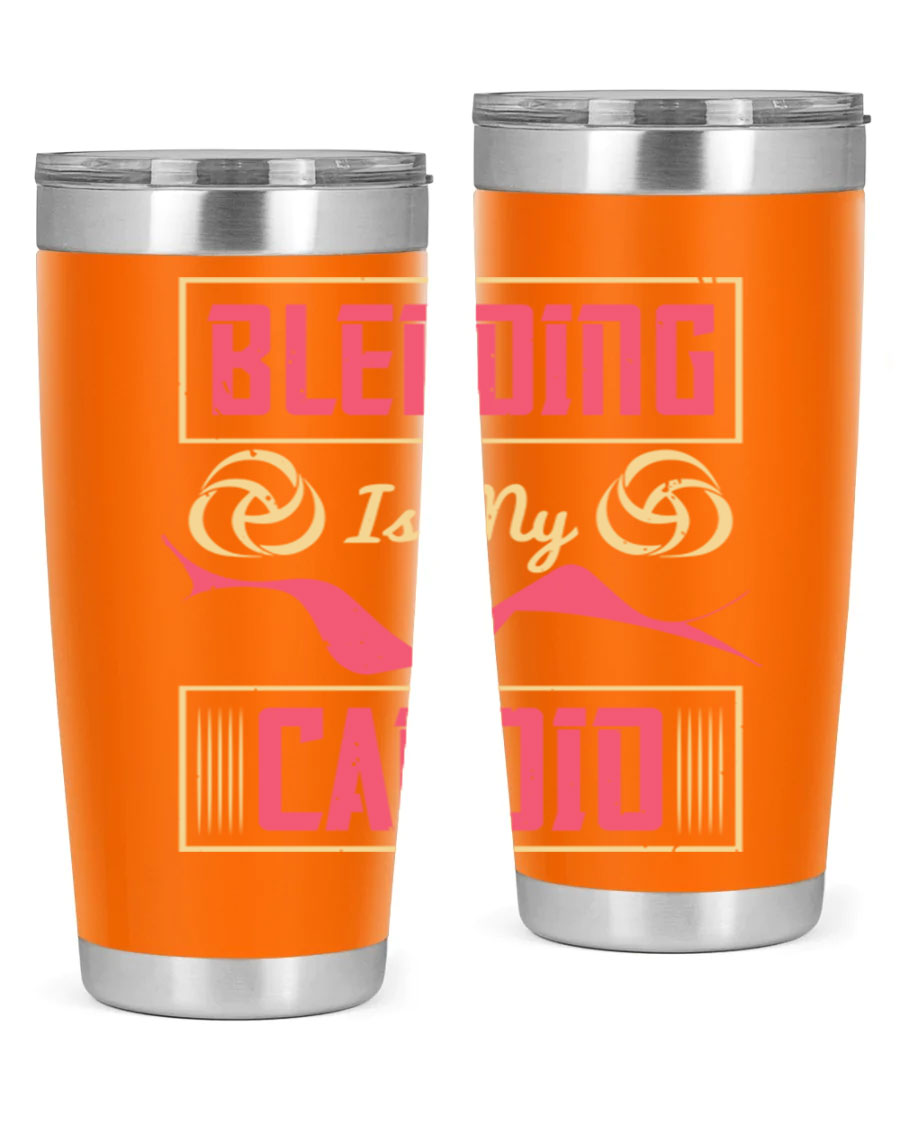 Blending is my cardio Style 167# Tumbler in stainless steel with vibrant print, showcasing its double wall vacuum design.