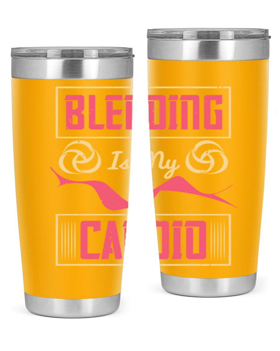 Blending is my cardio Style 167# Tumbler in stainless steel with vibrant print, showcasing its double wall vacuum design.