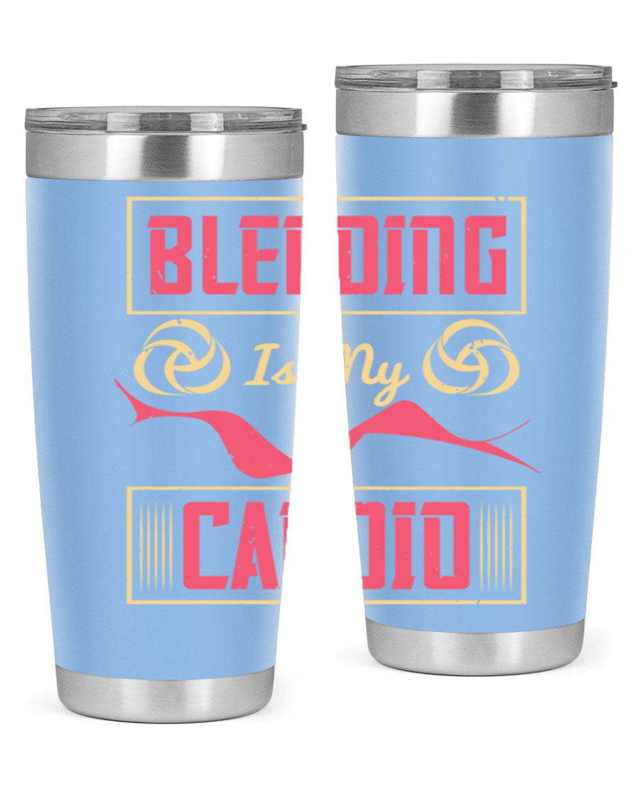 Blending is my cardio Style 167# Tumbler in stainless steel with vibrant print, showcasing its double wall vacuum design.