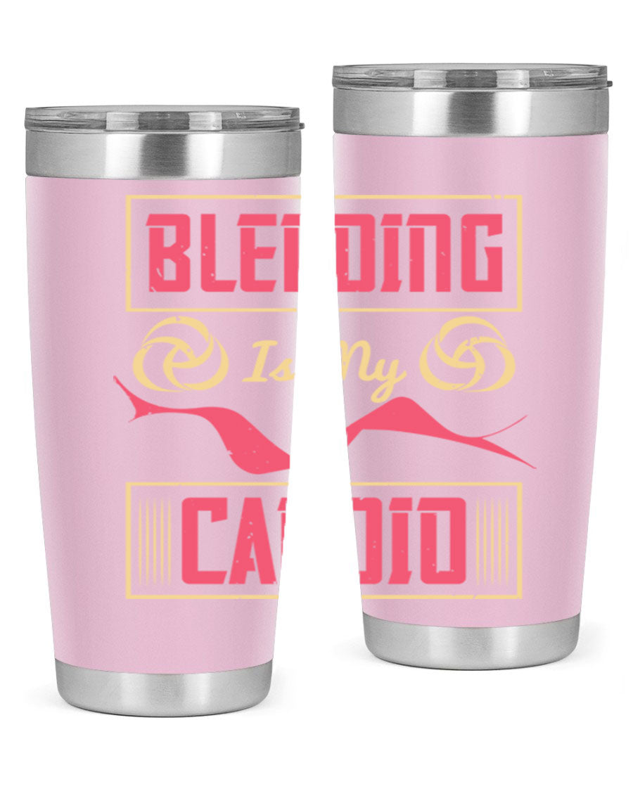 Blending is my cardio Style 167# Tumbler in stainless steel with vibrant print, showcasing its double wall vacuum design.