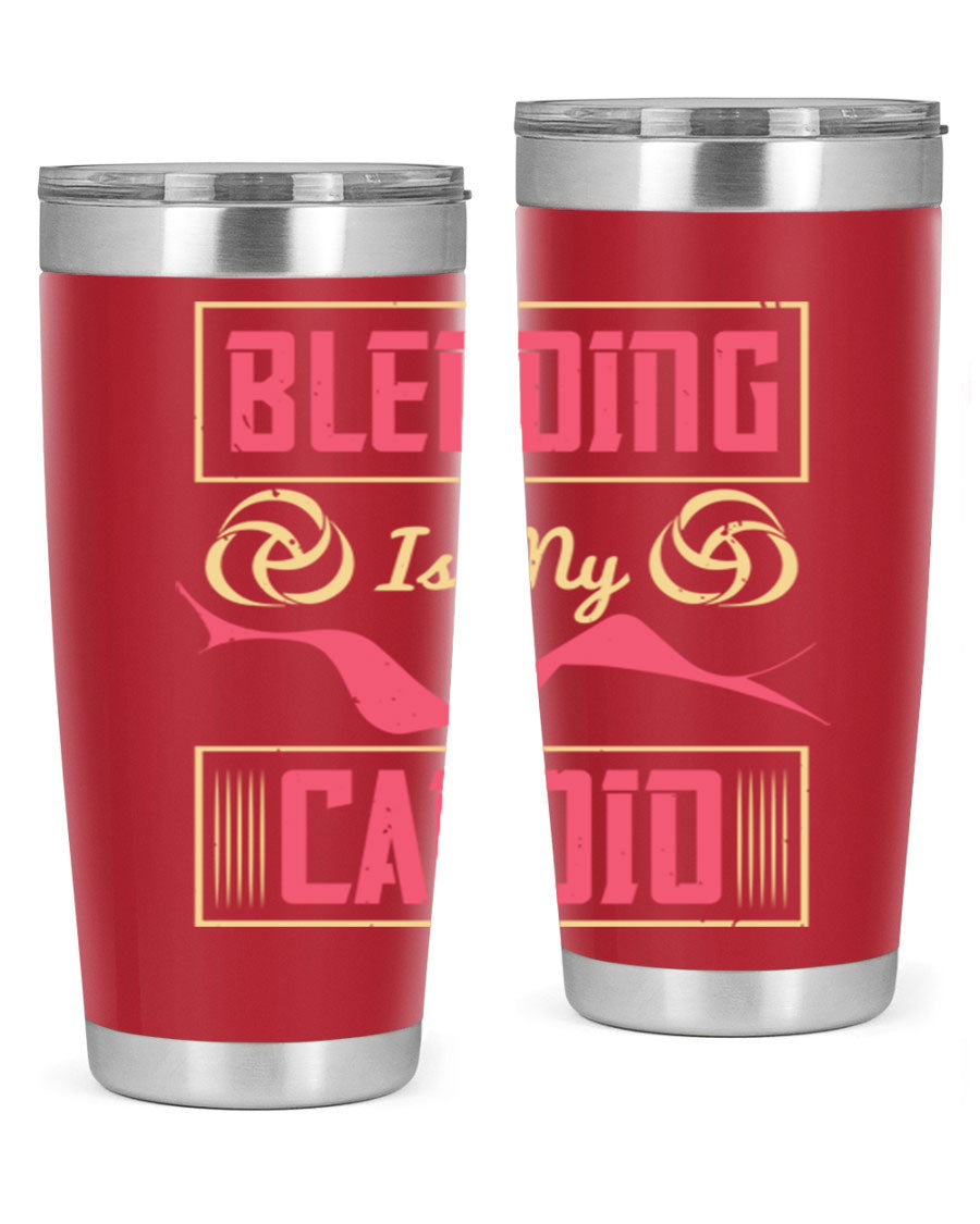 Blending is my cardio Style 167# Tumbler in stainless steel with vibrant print, showcasing its double wall vacuum design.