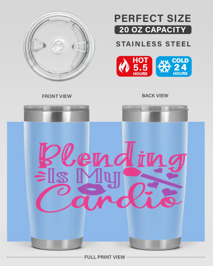 Blending Is My Cardio Style 247# Tumbler in stainless steel with a vibrant print, showcasing its double wall vacuum design.