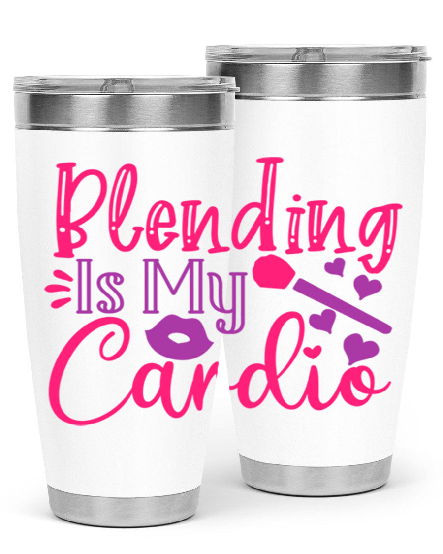 Blending Is My Cardio Style 247# Tumbler in stainless steel with a vibrant print, showcasing its double wall vacuum design.