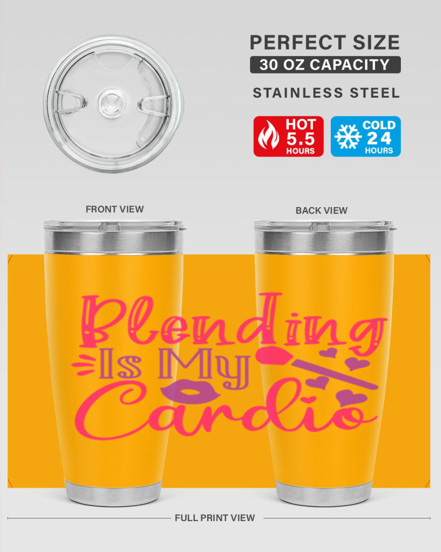 Blending Is My Cardio Style 247# Tumbler in stainless steel with a vibrant print, showcasing its double wall vacuum design.