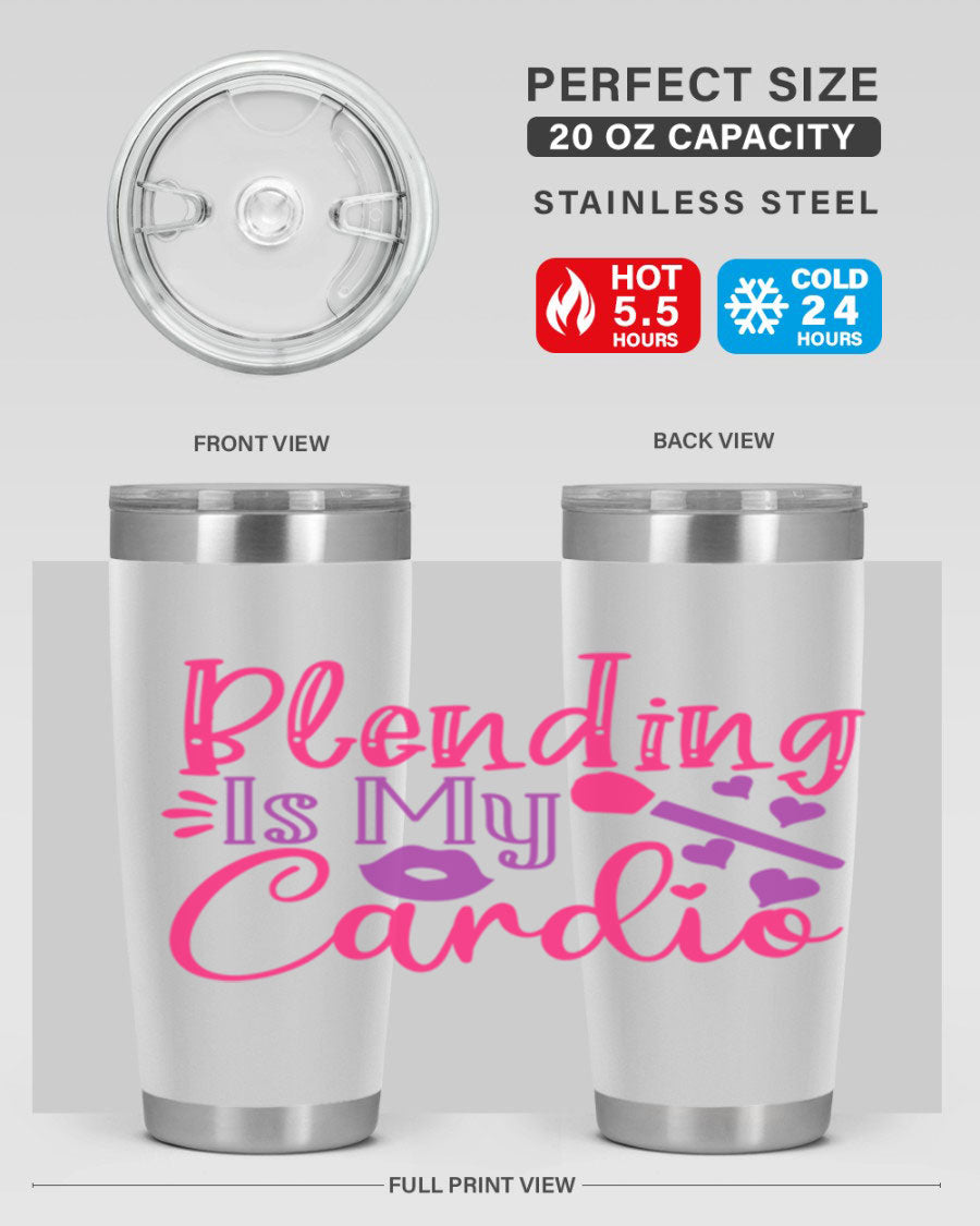 Blending Is My Cardio Style 247# Tumbler in stainless steel with a vibrant print, showcasing its double wall vacuum design.