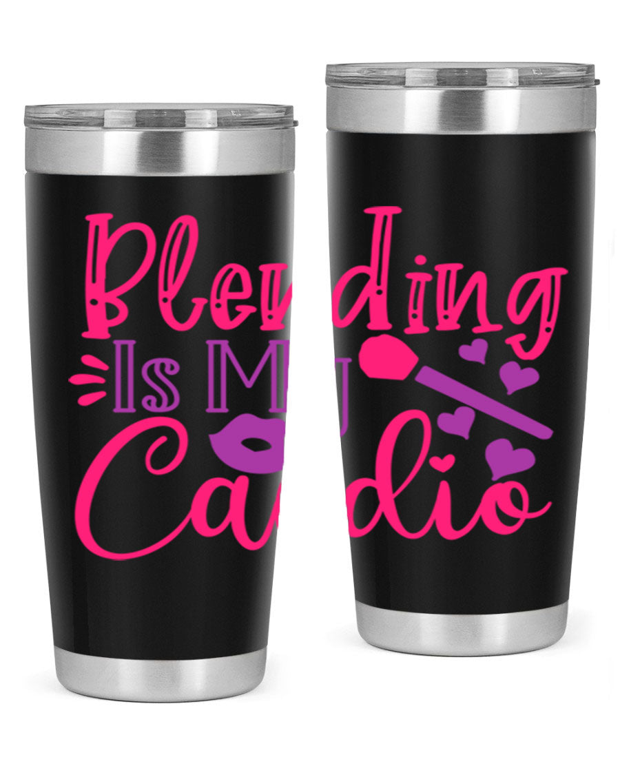 Blending Is My Cardio Style 247# Tumbler in stainless steel with a vibrant print, showcasing its double wall vacuum design.