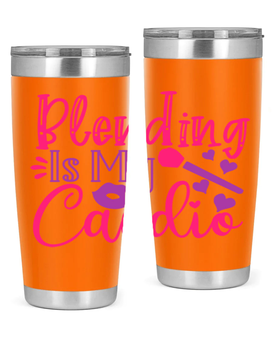 Blending Is My Cardio Style 247# Tumbler in stainless steel with a vibrant print, showcasing its double wall vacuum design.