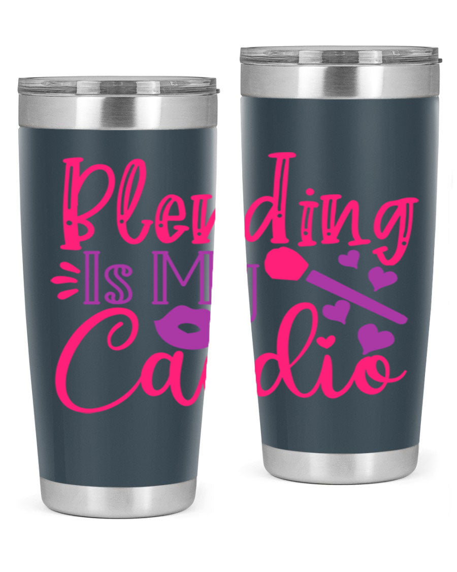 Blending Is My Cardio Style 247# Tumbler in stainless steel with a vibrant print, showcasing its double wall vacuum design.