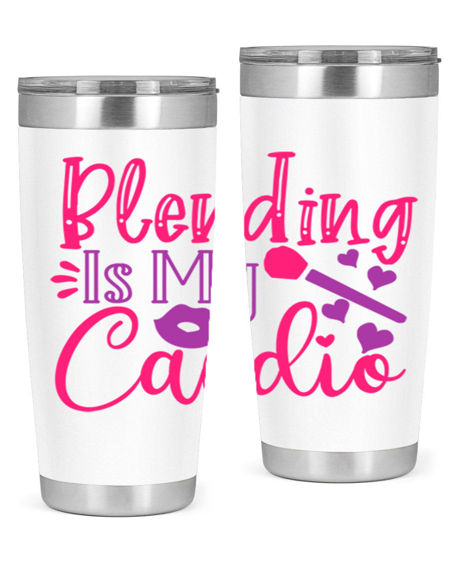 Blending Is My Cardio Style 247# Tumbler in stainless steel with a vibrant print, showcasing its double wall vacuum design.