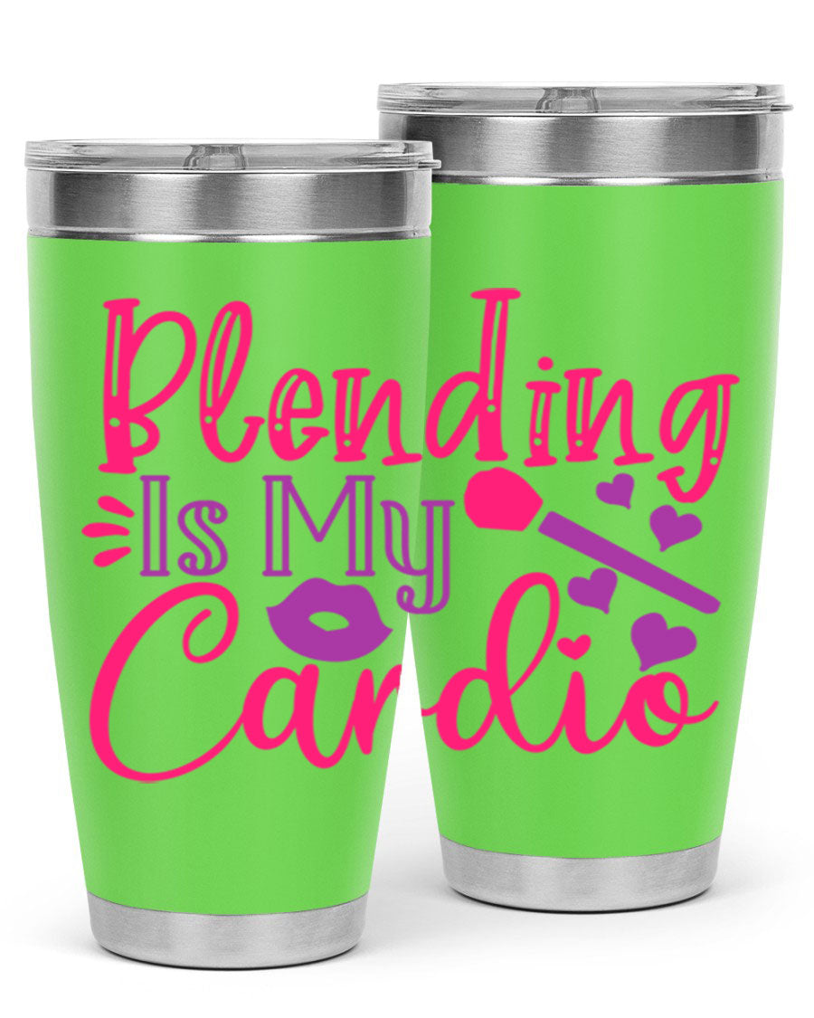 Blending Is My Cardio Style 247# Tumbler in stainless steel with a vibrant print, showcasing its double wall vacuum design.