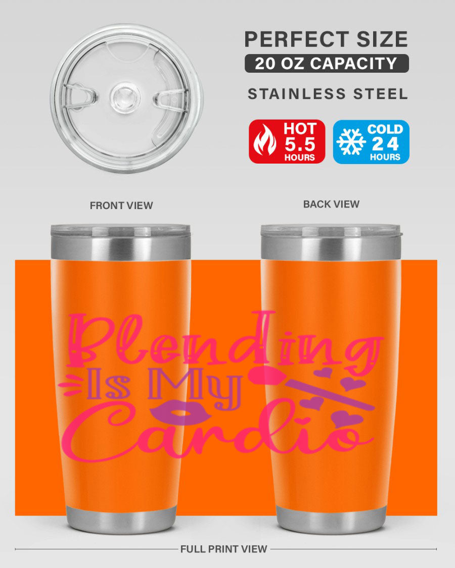 Blending Is My Cardio Style 247# Tumbler in stainless steel with a vibrant print, showcasing its double wall vacuum design.