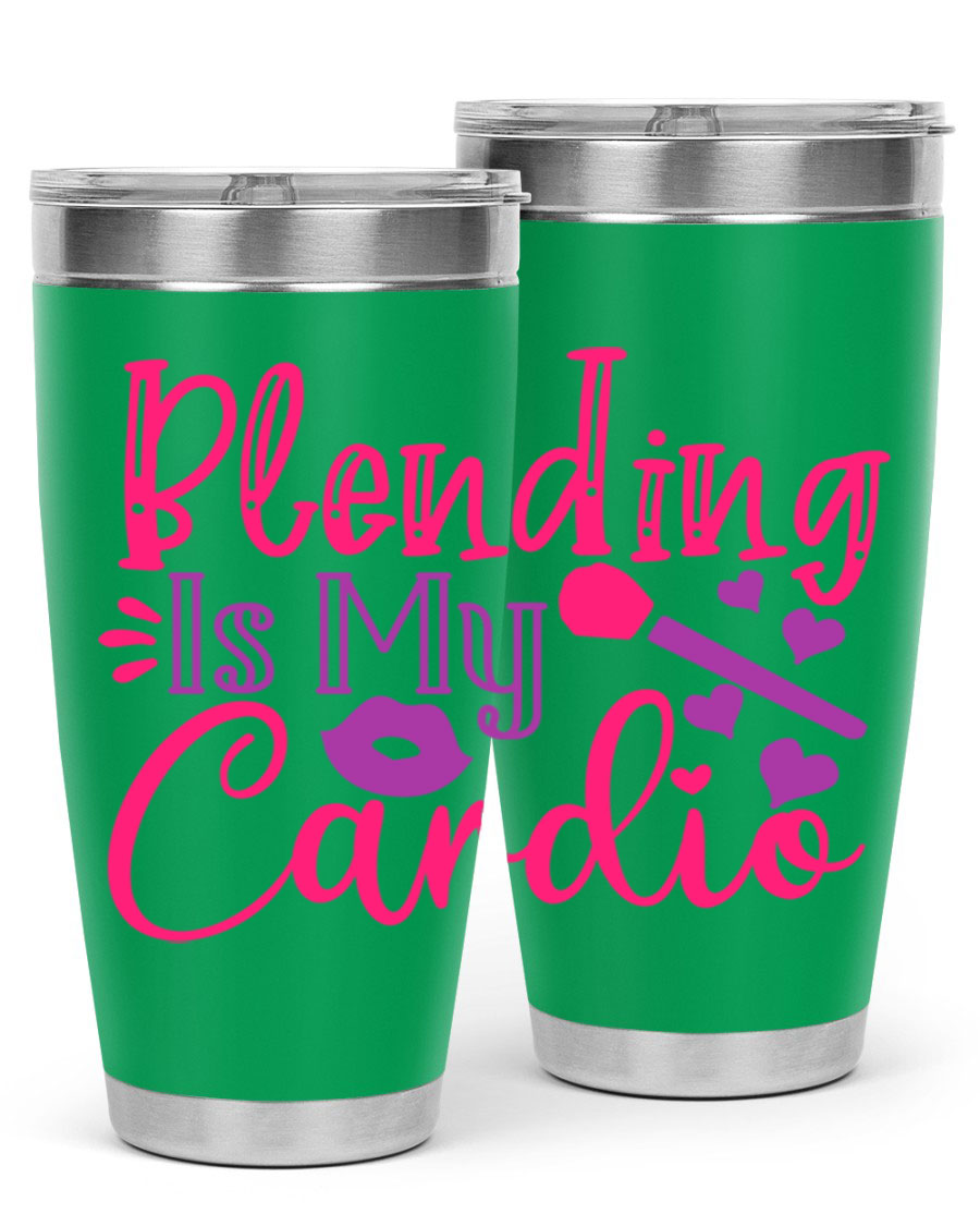 Blending Is My Cardio Style 247# Tumbler in stainless steel with a vibrant print, showcasing its double wall vacuum design.