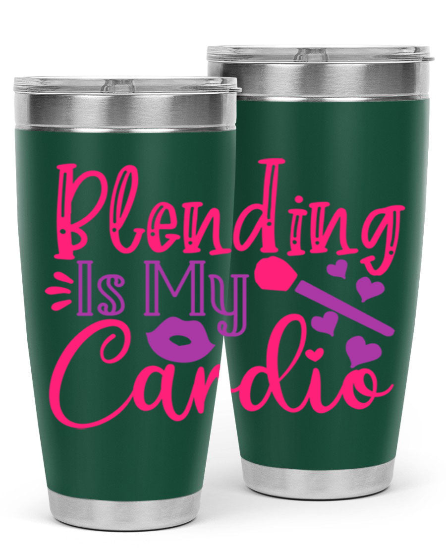 Blending Is My Cardio Style 247# Tumbler in stainless steel with a vibrant print, showcasing its double wall vacuum design.