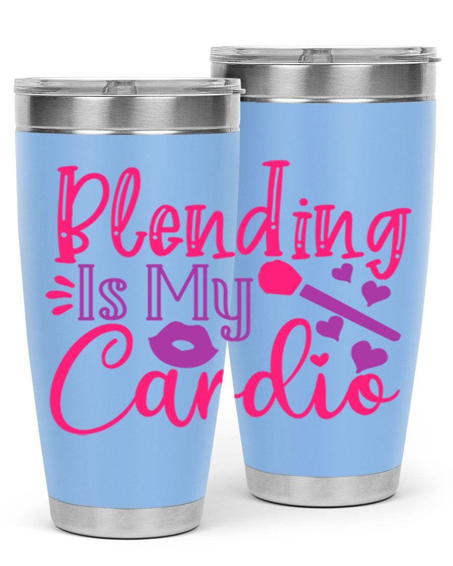 Blending Is My Cardio Style 247# Tumbler in stainless steel with a vibrant print, showcasing its double wall vacuum design.