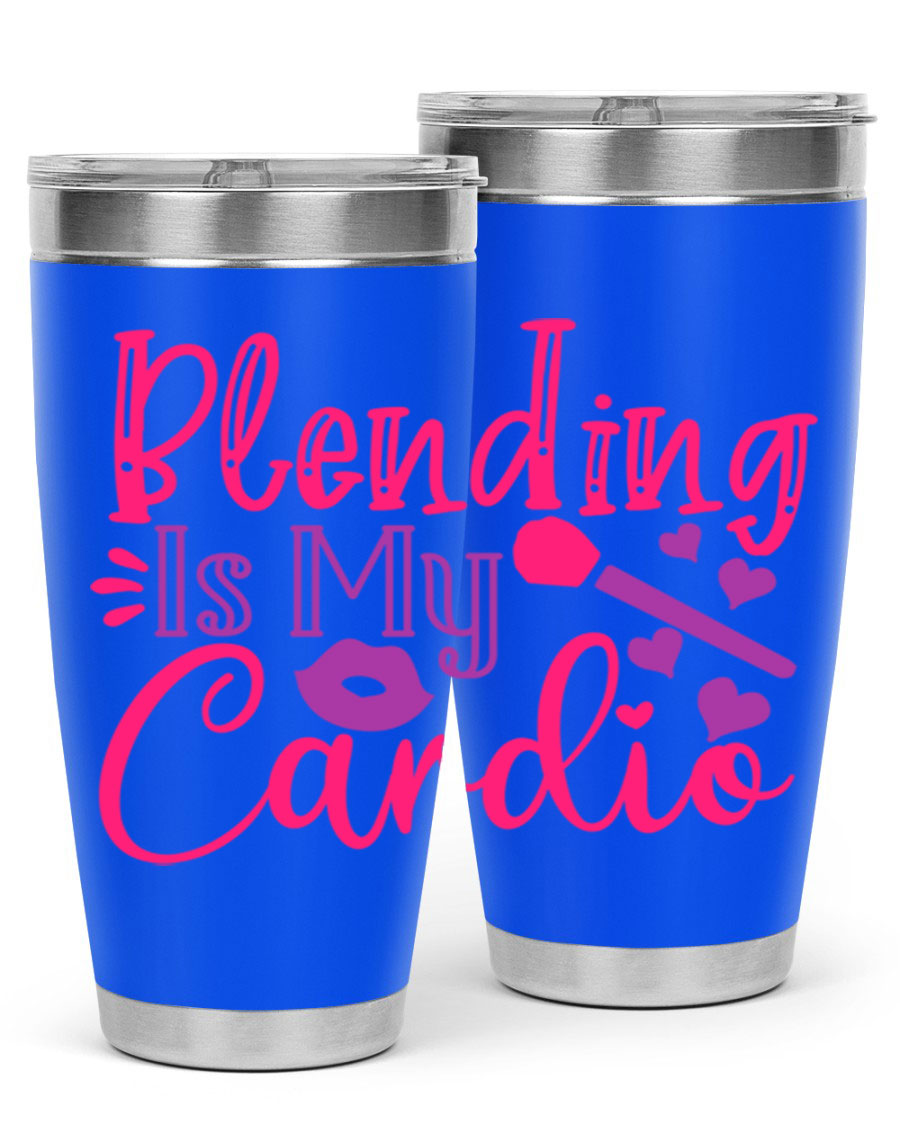 Blending Is My Cardio Style 247# Tumbler in stainless steel with a vibrant print, showcasing its double wall vacuum design.