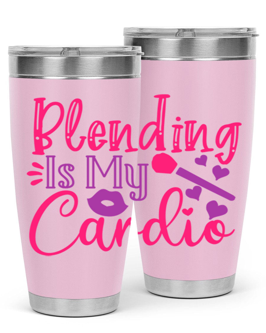 Blending Is My Cardio Style 247# Tumbler in stainless steel with a vibrant print, showcasing its double wall vacuum design.