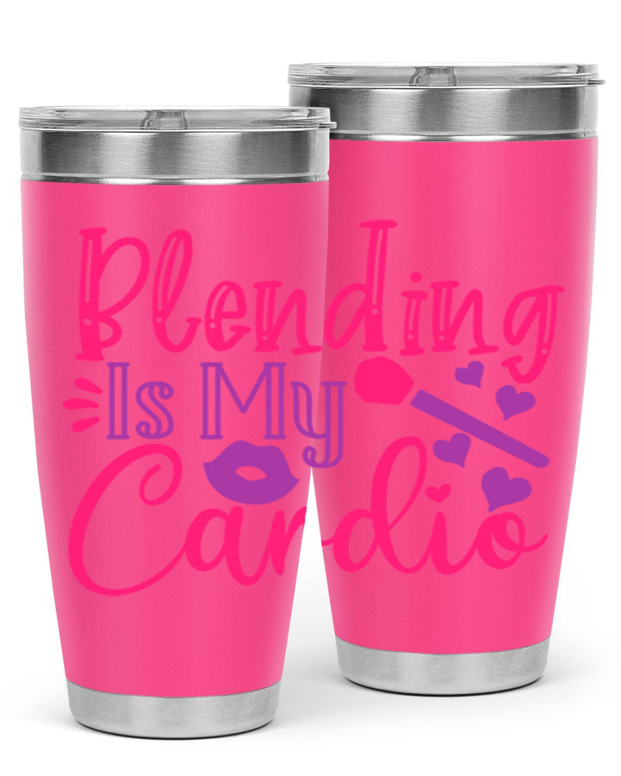 Blending Is My Cardio Style 247# Tumbler in stainless steel with a vibrant print, showcasing its double wall vacuum design.