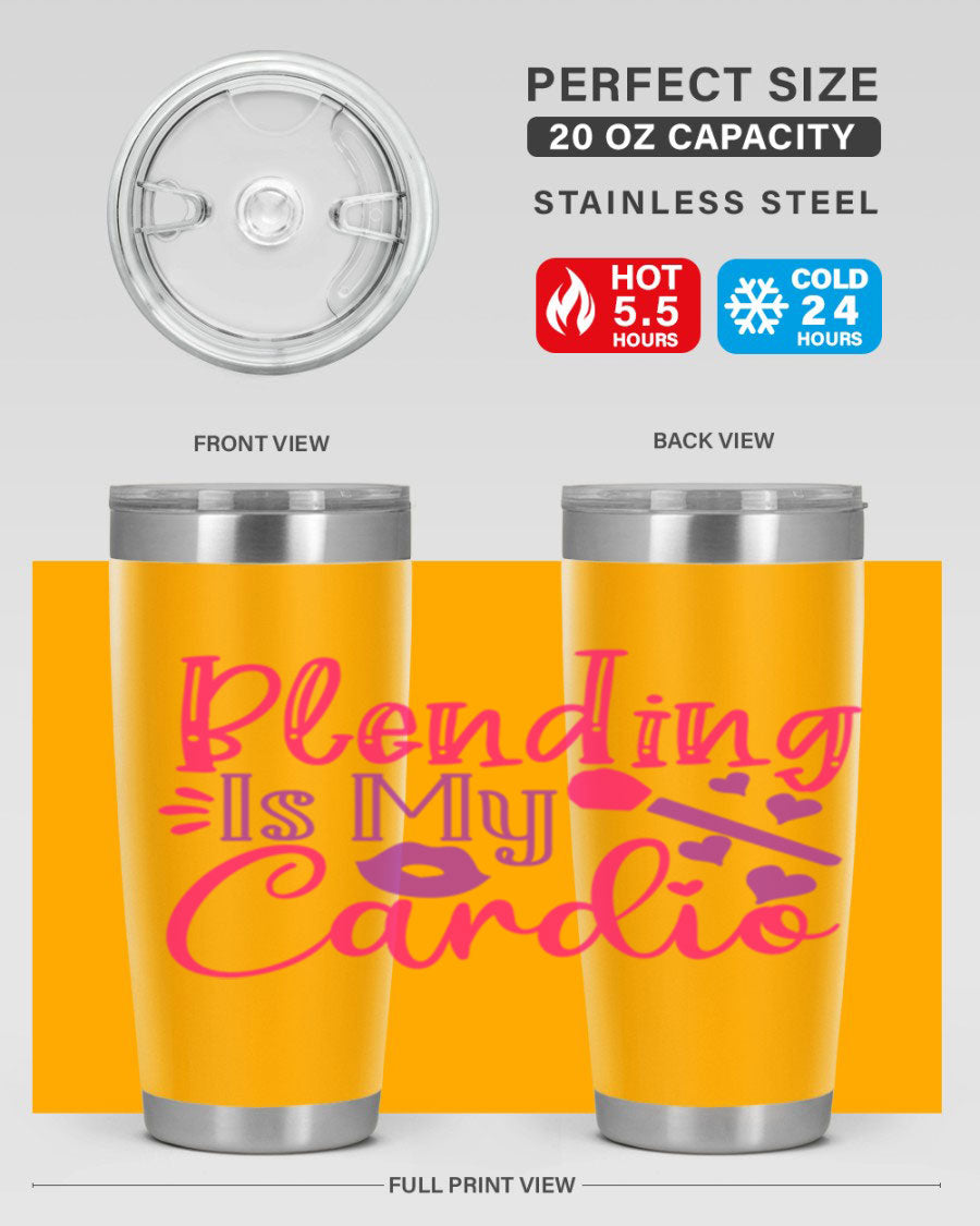 Blending Is My Cardio Style 247# Tumbler in stainless steel with a vibrant print, showcasing its double wall vacuum design.