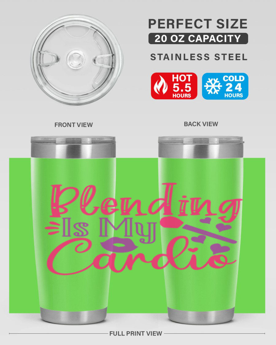 Blending Is My Cardio Style 247# Tumbler in stainless steel with a vibrant print, showcasing its double wall vacuum design.