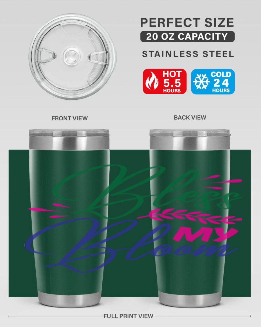 Bless My Bloom 37# Spring Tumbler, a stylish 20oz double wall vacuum stainless steel tumbler with a vibrant spring design.