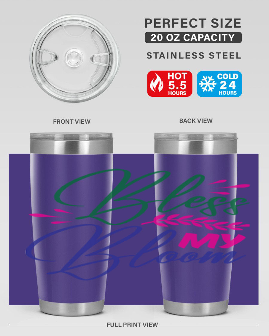 Bless My Bloom 37# Spring Tumbler, a stylish 20oz double wall vacuum stainless steel tumbler with a vibrant spring design.